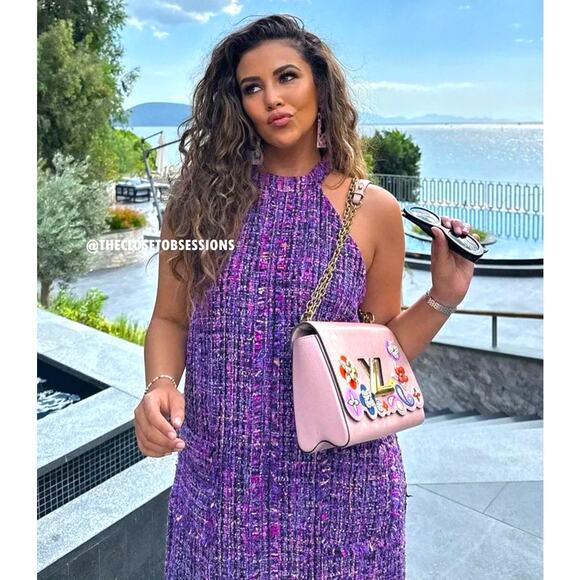 ZARA Mini Dress with Frayed Trims NWT Purple Tweed Size M, L - Picture 3 of 16